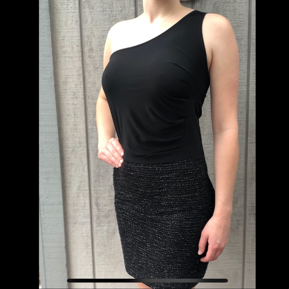 Vtg 90s Homecoming One Shoulder Dress Sparkly